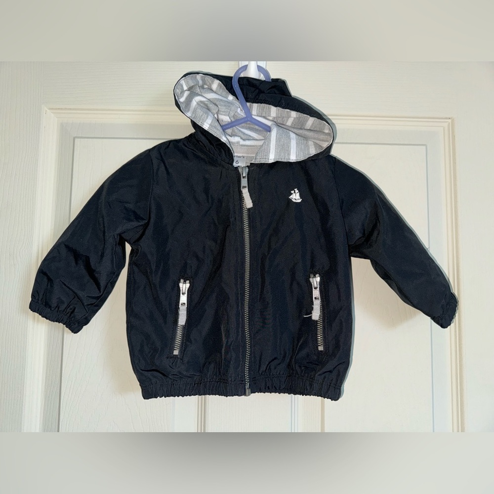 Carters black windbreaker raincoat baby size 6 months